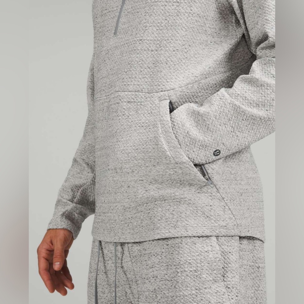 lululemon At Ease Half-Zip, Size M, 
Heathered Melody Light Grey/Black -Like New